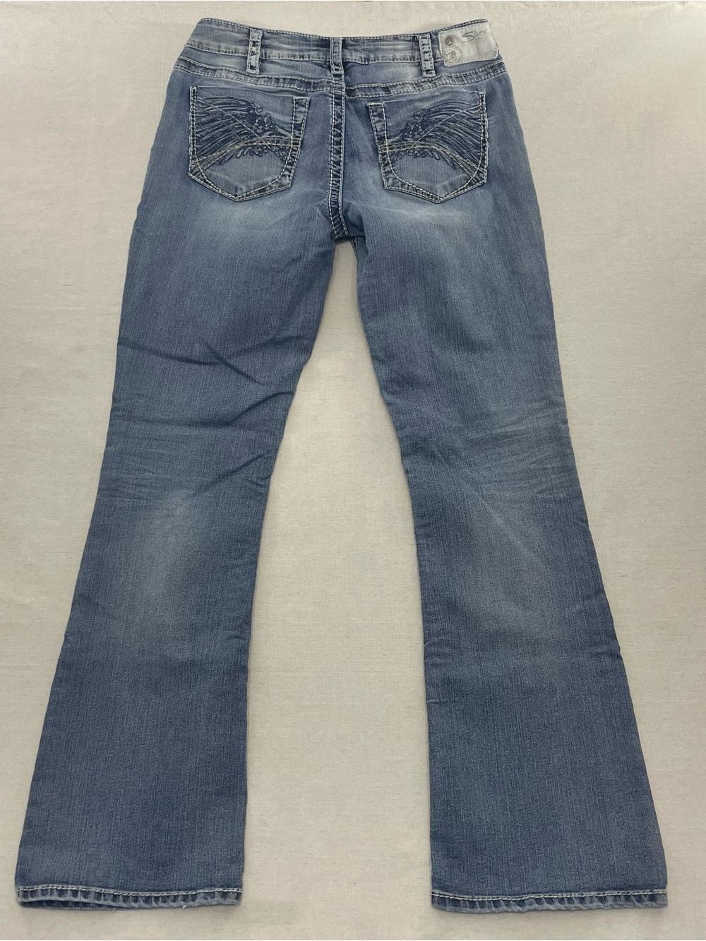 Y2K Silver Jeans Aiko Bootcut Light Wash Denim Jeans Women's W30 L33 Wings